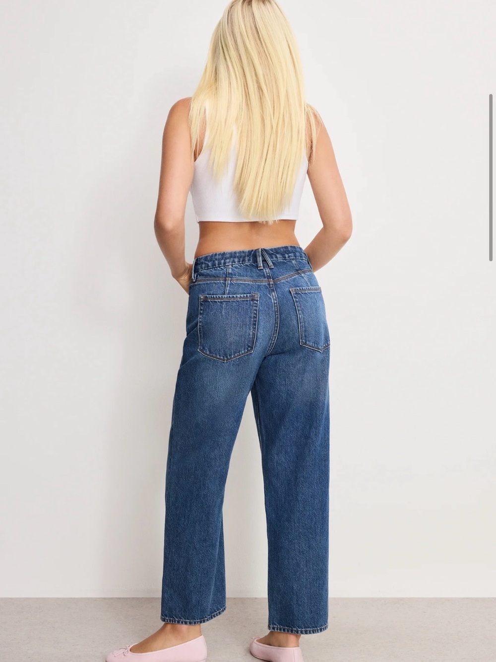 Good American Good 90s Cropped Relaxed Jeans In Dark Blue NWT Size 12 - Picture 11 of 11
